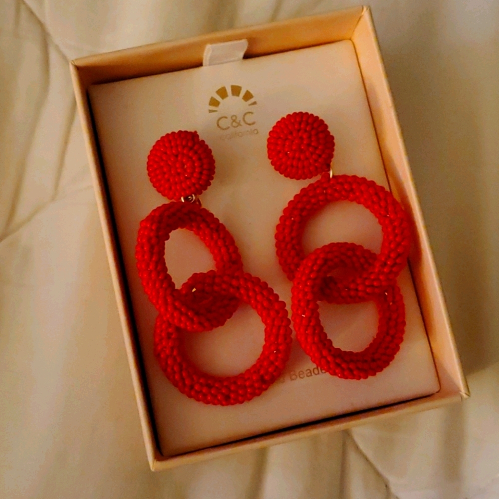 Red beaded earrings